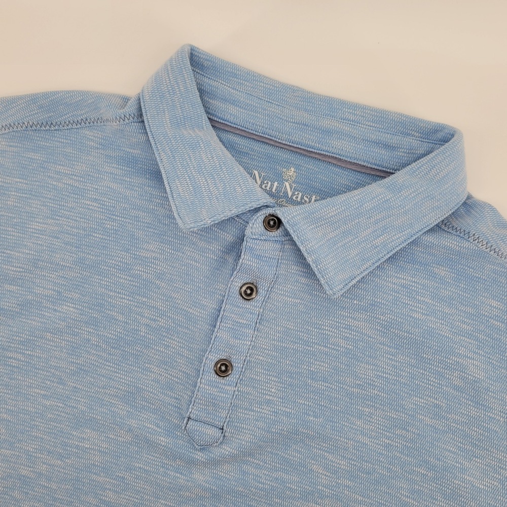 Nat Nast Polo Shirt XL Blue Textured Short Sleeve Luxury Originals Mens